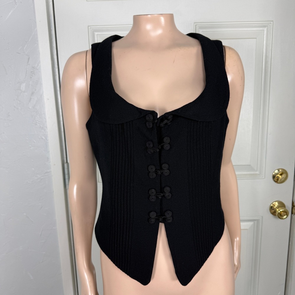 Vintage y2K bebe Women's Top 8 Tank Shirt Vest Jacket wool Toggle Button UU2